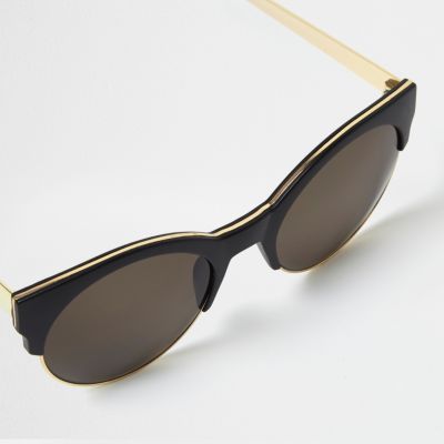 Black matte half frame sunglasses
